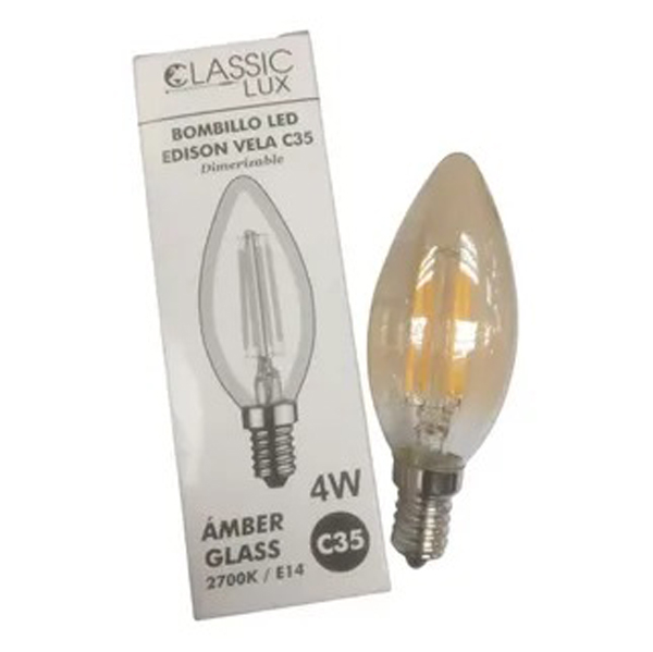bolmo-1 BOMBILLO LED EDISON VELA 4W E27 2700KC35 AMBER CLASICC LUX
